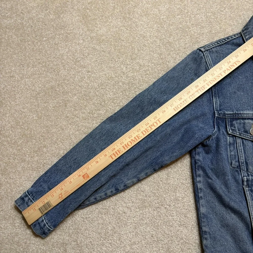 Woolrich Denim Jacket Womens Medium Blue Jean Trucker Snap Front Unlined Outdoor